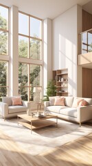 Wall Mural - Bright and Airy Living Room With Large Windows