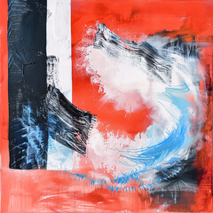 Wall Mural - French flag painted on a canvas with brushstrokes in grunge style