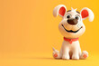 Cute 3D cartoon funny dog on background with Space for text.