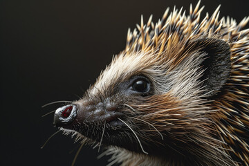Wall Mural - A close up of a hedgehog's face with its eyes open