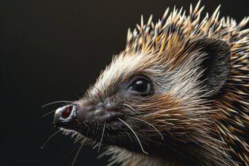 Canvas Print - A close up of a hedgehog's face with its eyes open