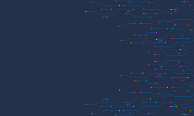 Poster - Circuit board texture with communication technology concept. Creative illustration