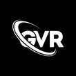 GVR logo. GVR letter. GVR letter logo design. Initials GVR logo linked with circle and uppercase monogram logo. GVR typography for technology, business and real estate brand.