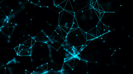 Wall Mural - colored polygonal space. futuristic wave with dots and lines. connection dots and lines structure. d