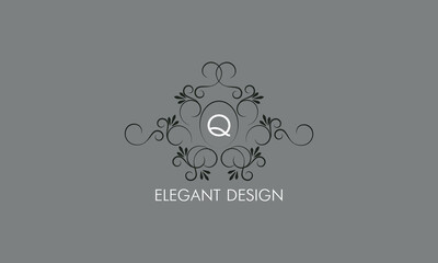 Wall Mural - Sophisticated monogram design with calligraphic elegant line art logo design. Letter Q. Business sign for royalty, boutique, cafe, hotel, restaurant, jewelry.