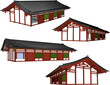 illustration sketch design vector image of traditional vintage ethnic Chinese temple building
