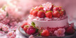 Leckere Erdbeer Torte mit edler Dekoration zur Hochzeit und Geburtstag, ai generativ