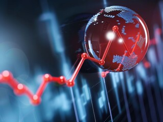A dynamic graph showing a steep upward trend followed by a sudden drop, symbolizing the transition from economic bubble to recession