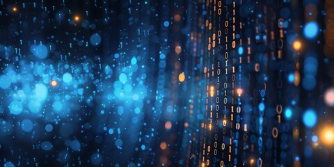 Wall Mural - background of digital binary code, program code, blurred abstract technological background of a soft