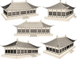 Vector sketch illustration of traditional ethnic chinese old sacred temple building design