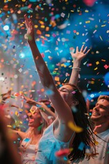 a photo of people celebrating with confetti 