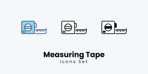 Measuring Tape Icons set thin line and glyph vector icon illustration