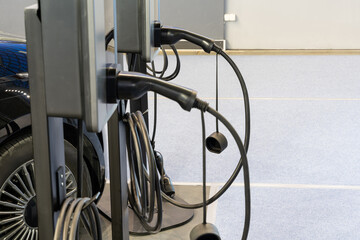 Electric vehicles charging station close up.