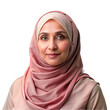 A woman wearing a hijab on transparent background