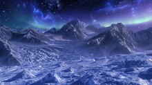 The Icy Expanse Of A Glacier, Now Dotted With Remnants Of Human Waste, Under The Ethereal Light Of The Aurora Borealis, 3D Illustration