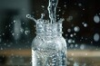 A jar of water is being poured out, creating a splash