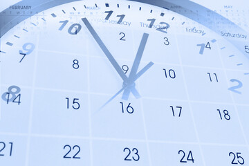 Wall Mural - clock face and calendar composite time management