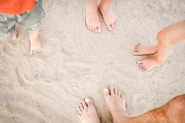 Sticker - Beautiful traces with feet on sea nature background