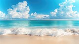 Fototapeta Pokój dzieciecy - Tropical beach with white sand and rolling foamy wave of turquoise ocean
