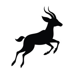 Wall Mural - silhouette of a antelope on white