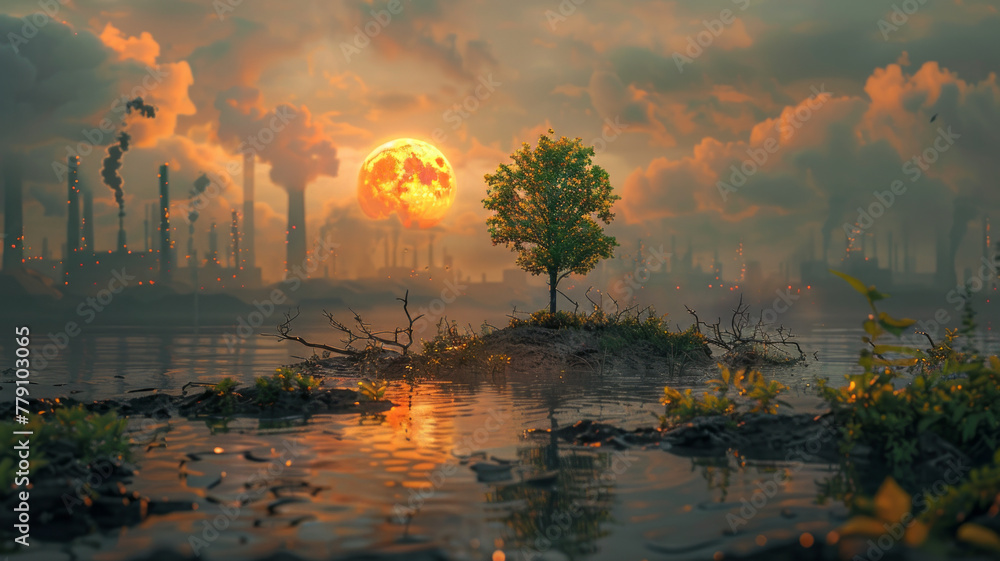 Comprehensive global warming image portrays causes, impacts, mitigation ...