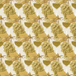Seamless pattern with realistic bunches of grapes and glasses of white wine on beige backdrop. Suitable for wallpaper, wrapping paper or fabric design. Vector background on a wine theme in retro style