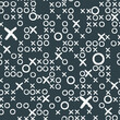 abstract seamless pattern with crosses and circles on black background. Tic tac toe. Suitable for wallpaper, wrapping paper or fabric
