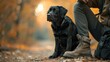 Black labrador retriever   owner  bond captured in hiking moment with gentle eyes