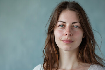 Wall Mural - A woman without makeup is smiling for the camera