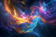 A colorful space with a blue and orange swirl