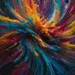 abstract colorful painting where colors collide creating an upward movement which is captured in this masterpiece