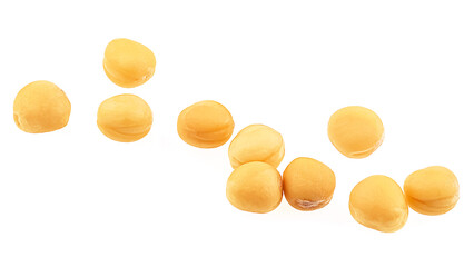 Wall Mural - Yellow mustard seeds isolated on a white background, macro. Grains of mustard. Spices.