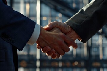 Close up image of two people shaking hands. Suitable for business and partnership concepts