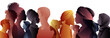 Profile Silhouettes of Men and Women from Diverse Cultures. People diversity. Racial equality anti-racism concept. Social inclusion.Gender equality.Multicultural society. Community