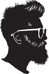 Wall Mural - Black silhouette of Hipster hair and beards. Fashion concept on white background