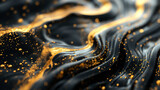 Fototapeta Krajobraz - An amazing liquid background made from dripping golden and black liquids blending together