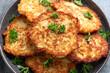Chicken potato fritters, pancakes with parsley