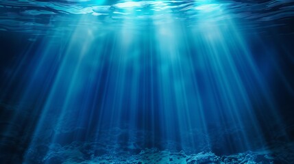 abstract underwater scene sunrays in deep blue sea Cinematic Lighting in the ocean AI generated