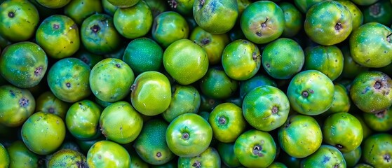 Wall Mural -   A stack of green apples atop another on a white backdrop