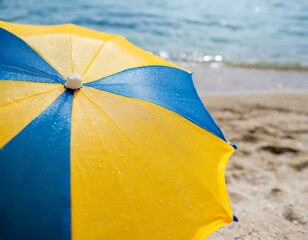 yellow beach umbrella