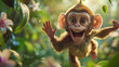Monkeys swinging energetically through the jungle, their playful chases filled with animated glee