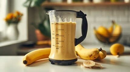 Poster - a blender with bananas and a measuring cup