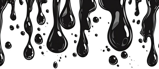 Poster - A monochrome drawing of liquid dripping down a white surface, creating a striking pattern resembling plant roots, in a jawdropping display of artistry