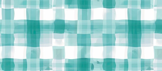 Canvas Print - The tartan features a vibrant green and white checkered pattern on a clean white background. It adds a touch of art to the plaid design with hints of azure, grey, aqua, and blue tints and shades