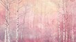 Ethereal forest scene with soft pink hues and trees - A dreamlike forest scene is depicted in this image, imbued with soft pink tones evoking delicacy and tranquility