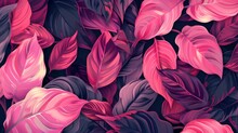 Abstract Vibrant Pink And Red Leaf Patterns - A Digital Artwork With A Stunning Array Of Pink And Red Leaf Designs Symbolizing Vitality And Creativity