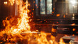 Flames engulf a judge's gavel in a courtroom - Dramatic image of a judge's gavel on fire in a courtroom depicts a concept of legal disputes or burning justice
