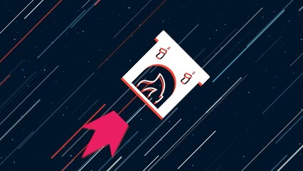 Wall Mural - Christmas fireplace symbol flies through the universe on a jet propulsion. The symbol in the center is shaking due to high speed. Seamless looped 4k animation on dark blue background with stars