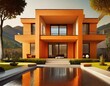 © Zulfiqar bakoch - a modern luxurious orange-colored bungalow, epitomizing upscale living with its sleek aesthetics and premium amenities