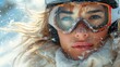 Portrait of a beautiful girl in a ski suit and goggles.